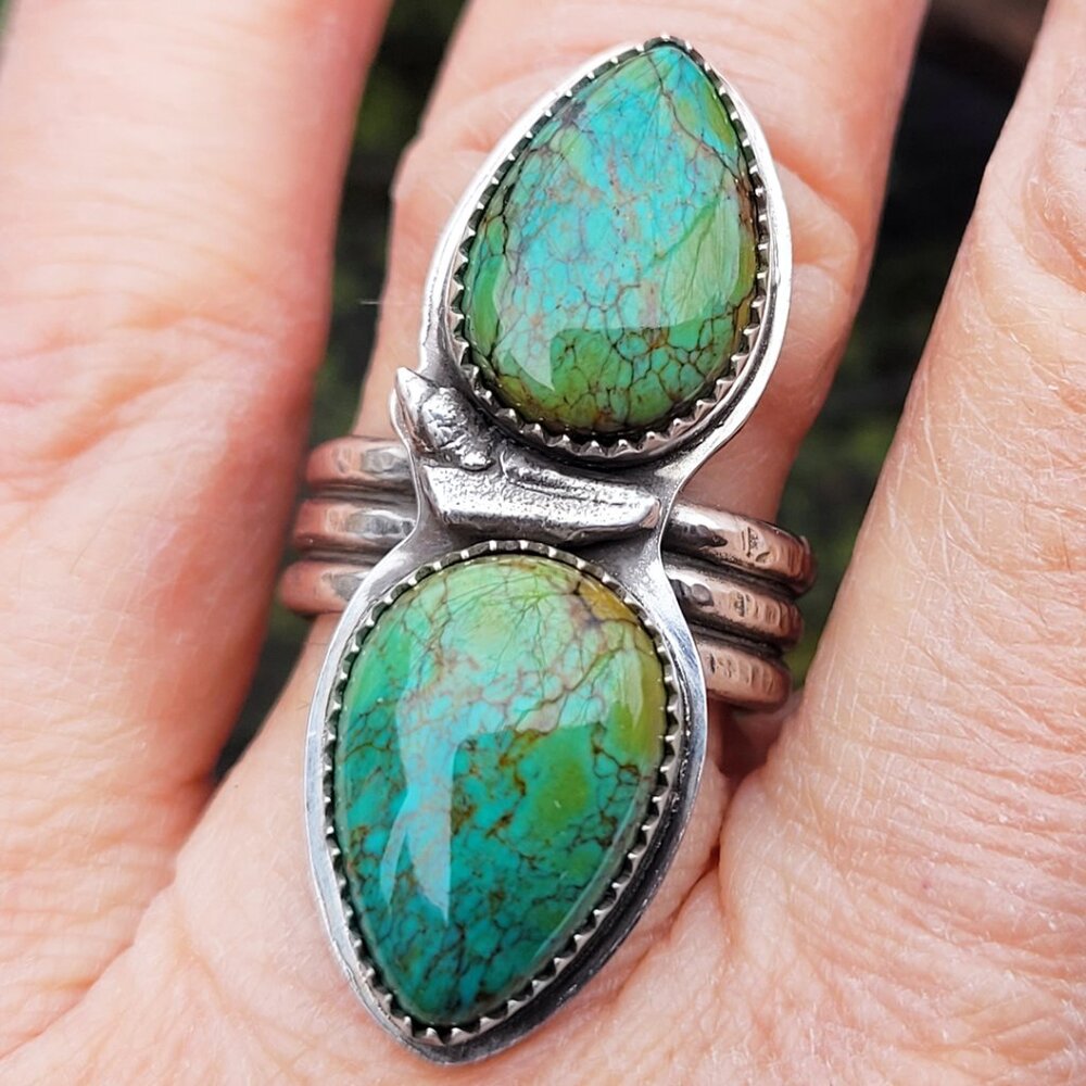 Handmade Artisan .925 Sterling Silver Turquoise Ring Size 6